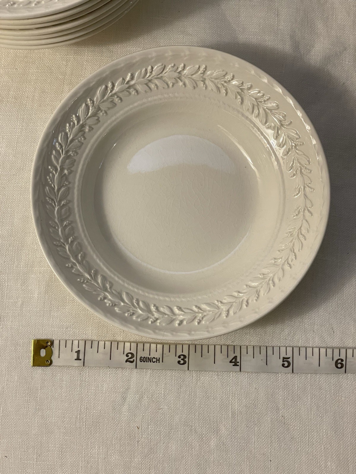 8 Wedgwood cream on cream Laurel Pattern Stoneware Fruit/Dessert(Sauce) Bowls 6”