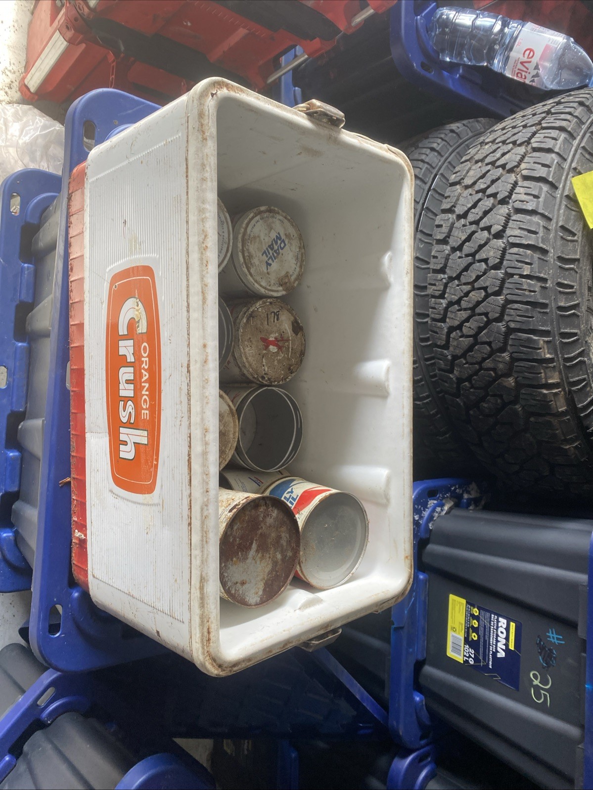 VINTAGE 1970 ORANGE CRUSH COOLER W/HANDLES
