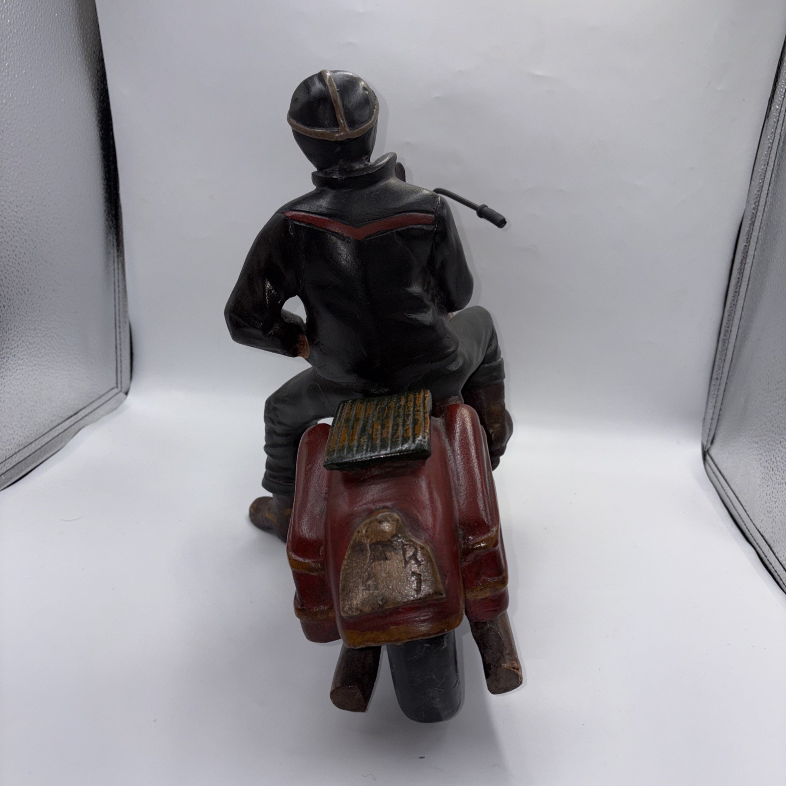 Vintage Large Resin Harley Davidson Style Motorcycle Sculpture w/Rider 19"x14"