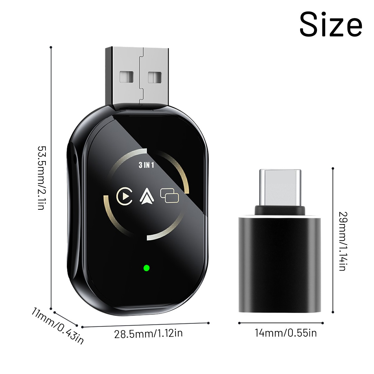 2026 Carplay Adapter Wired to Wireless CarPlay Android Auto Mirror Link 4-IN-1