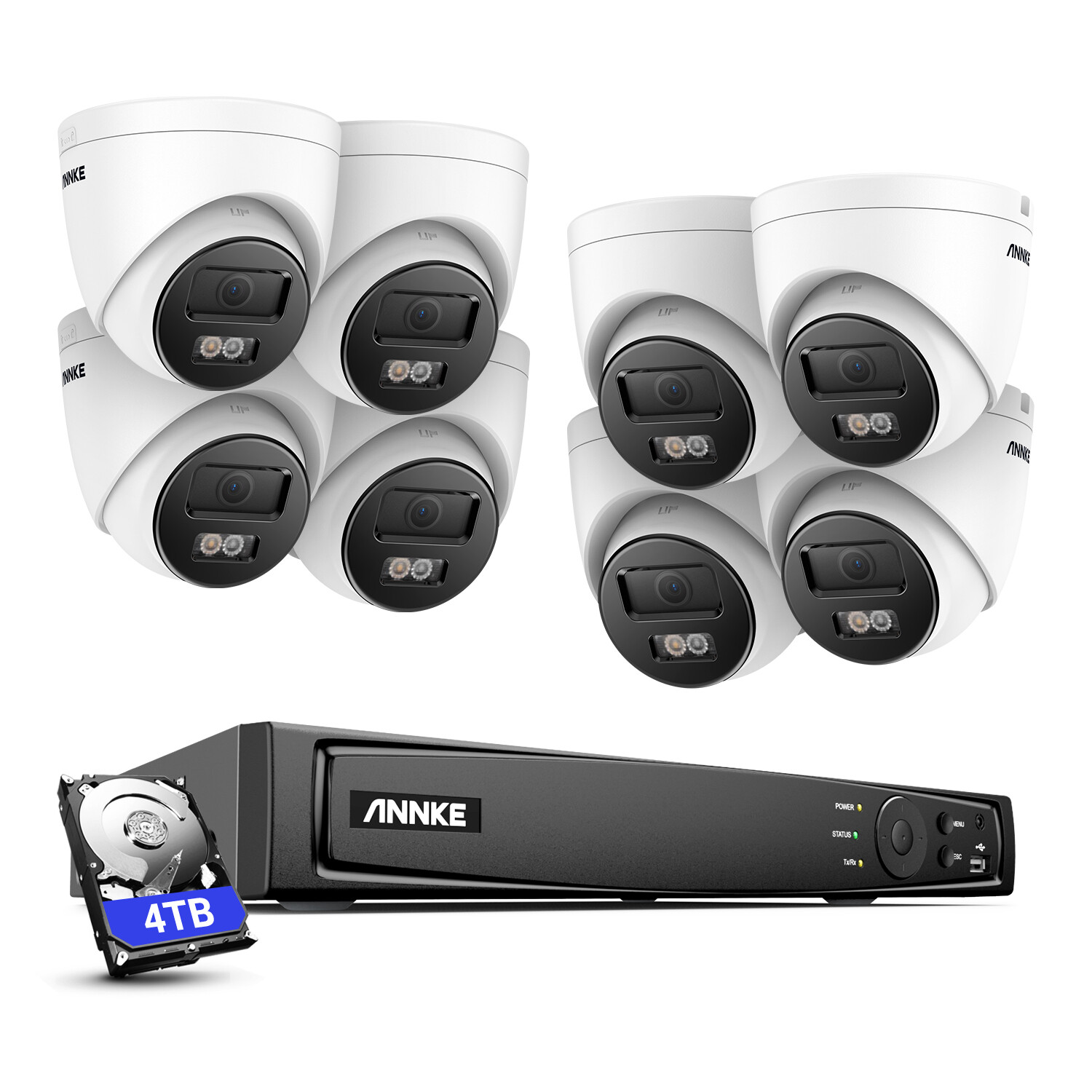 ANNKE 12MP 8CH NVR 4K POE Audio Security Camera System Outdoor Color Night IP67