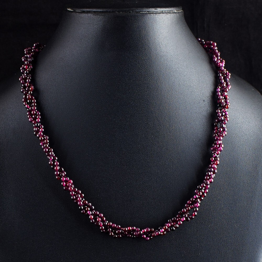 FASHIONISTA RARE 200 CTS NATURAL UNTREATED PURE RED GARNET BEADS NECKLACE
