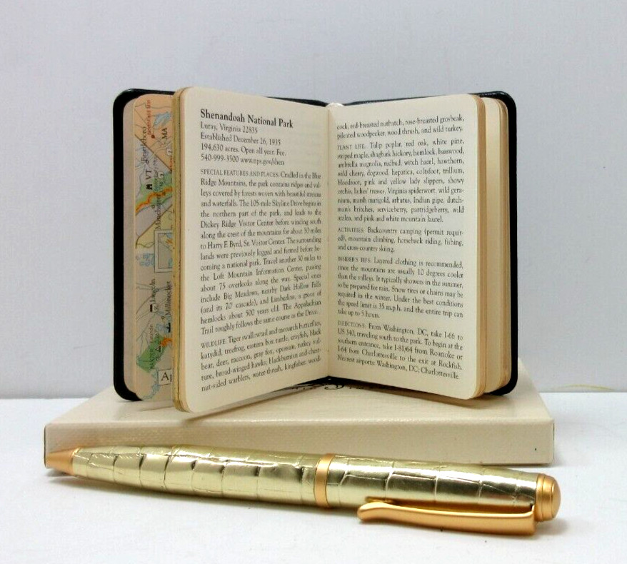 APPALACHIAN TRAIL 3x4" MIN Guide Leather Cover Notebook w Maps Info 160 Pgs NAVY