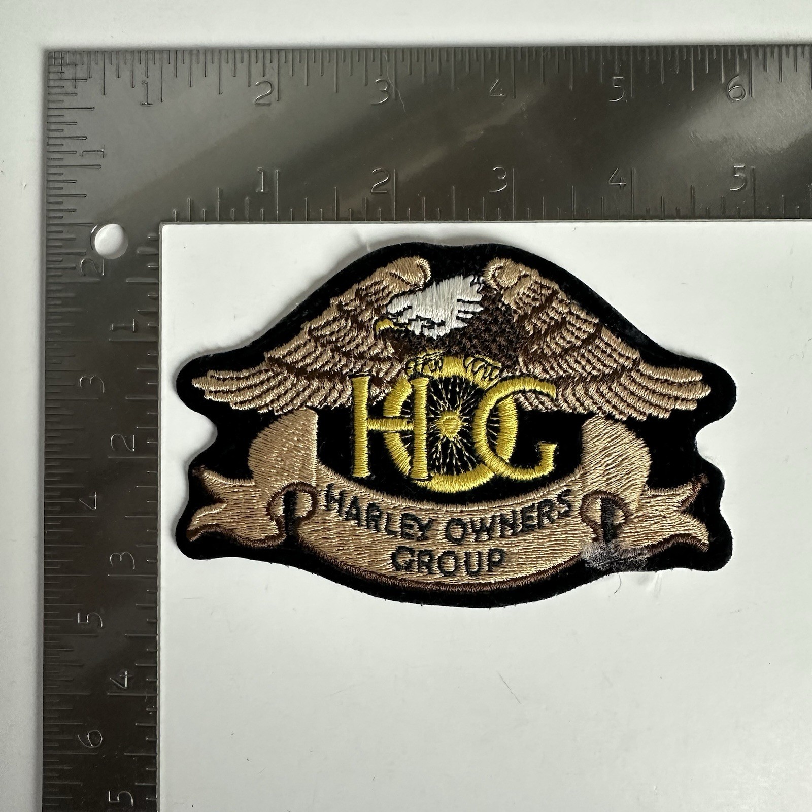 Vintage Harley Owners Group HOG Eagle Embroidered Patch Harley-Davidson Brown