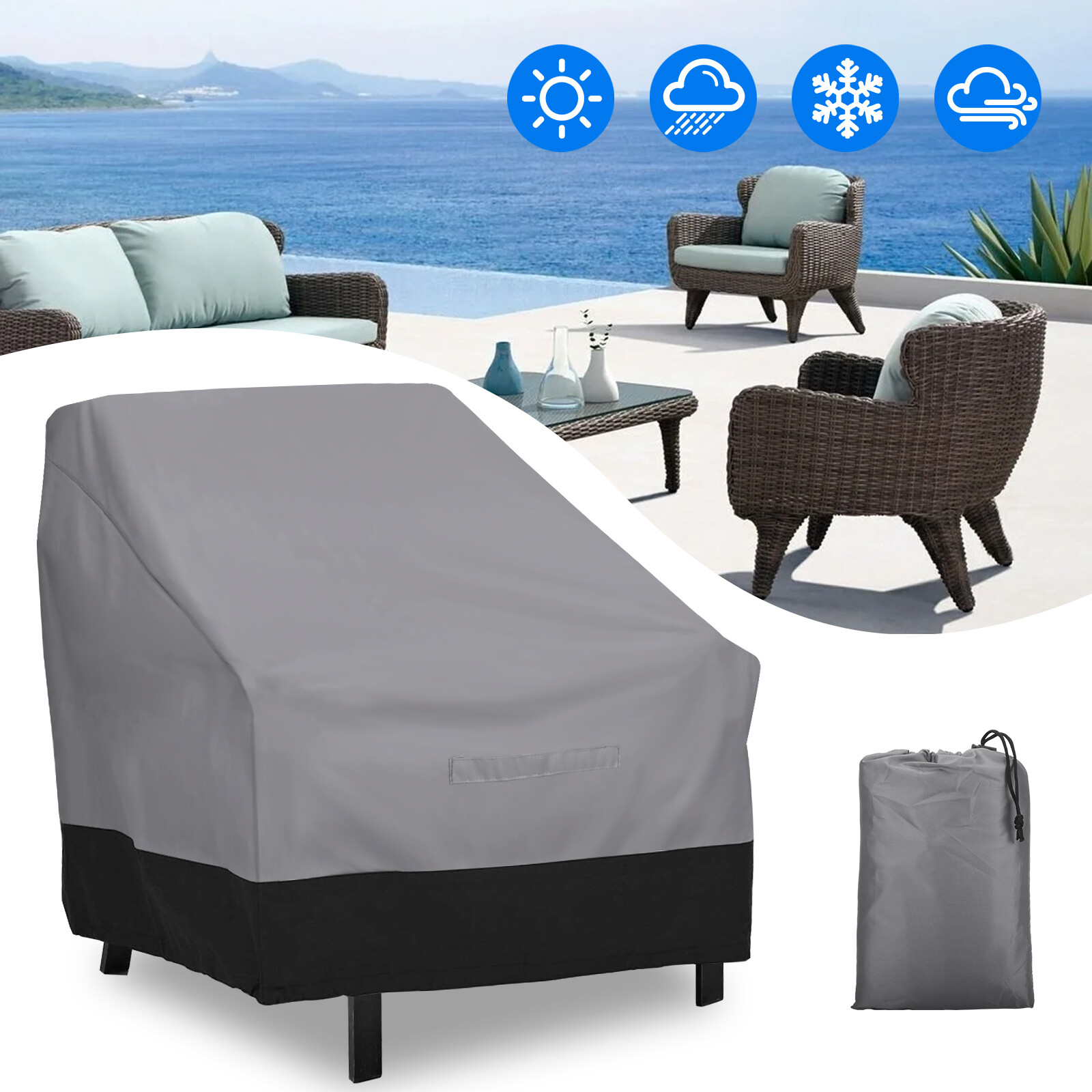 Waterproof Chair Cover High Back Outdoor Patio Garden Lawn Furniture Protector
