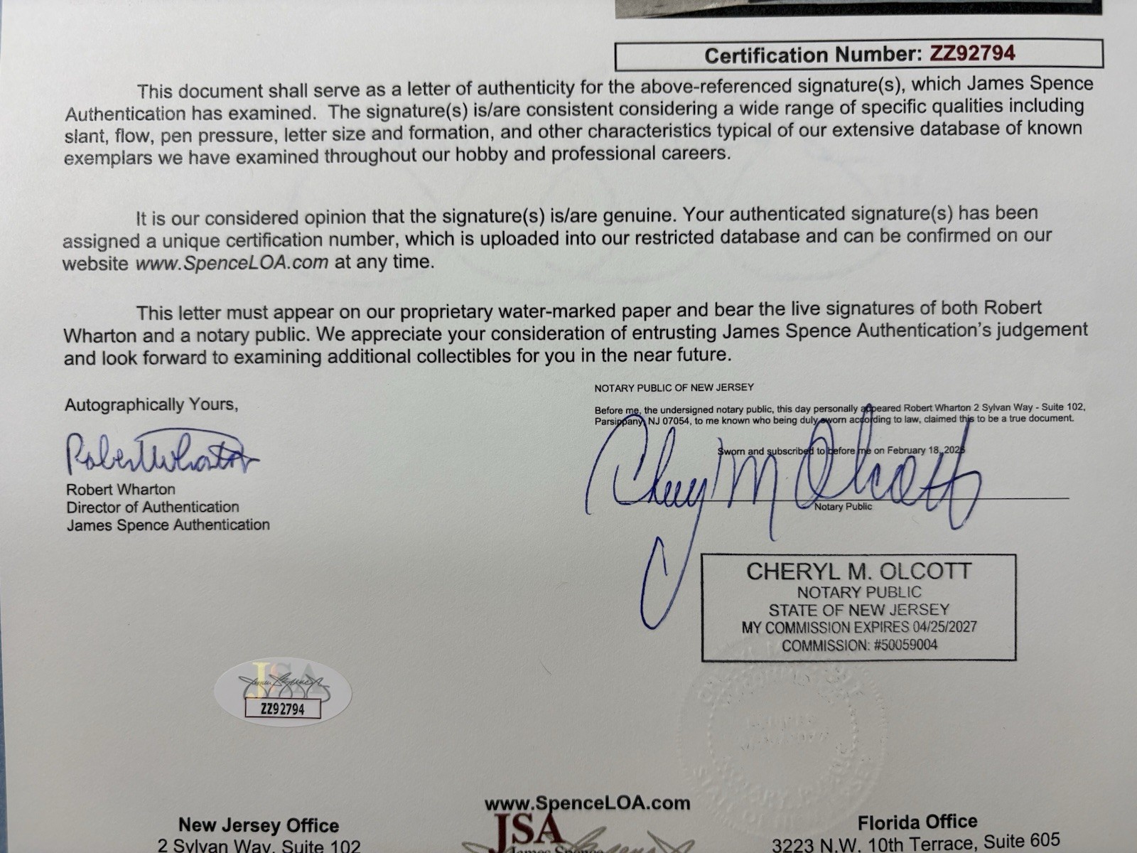 Enola Gay Crew "Hiroshima " Signed Photo Tibbets~Jeppson~Van Kirk JSA LOA