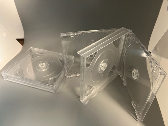 1 PCS 24MM 3-DISC TRIPLE CD JEWEL CASE W/CLEAR TRAY W CDA ASSEMBLED- 3CDCLR