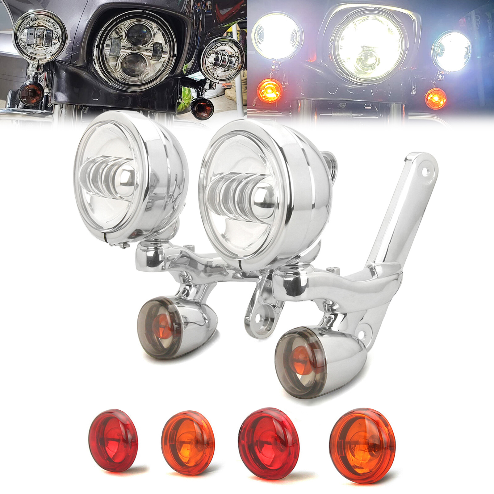 4.5" LED Auxiliary Spotlight Passing Light For Harley Street Glide FLHX 06-22