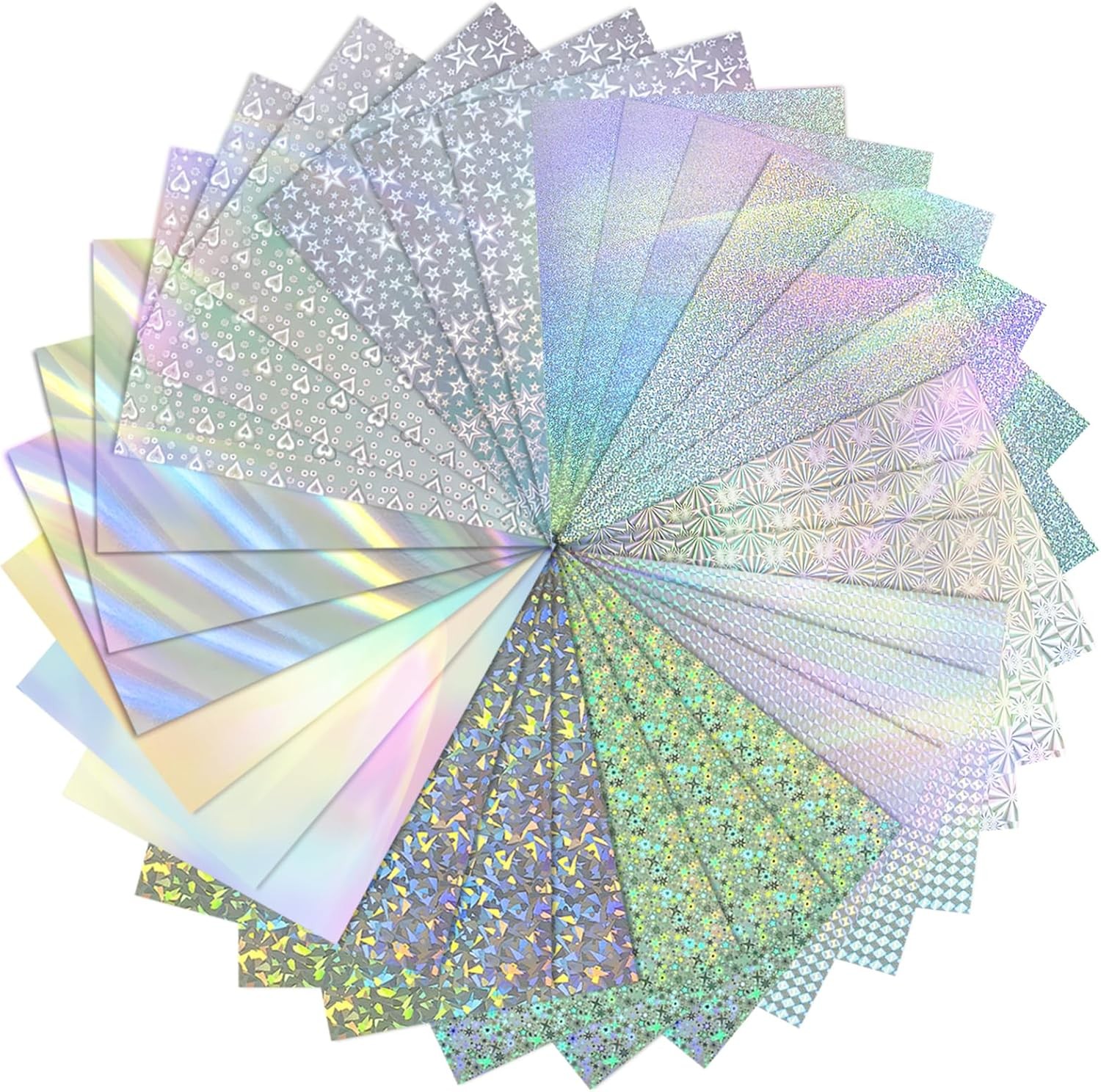 30 Sheets Holographic Cardstock, 6" x 8" Metallic Glitter Shiny Iridescent Mirro