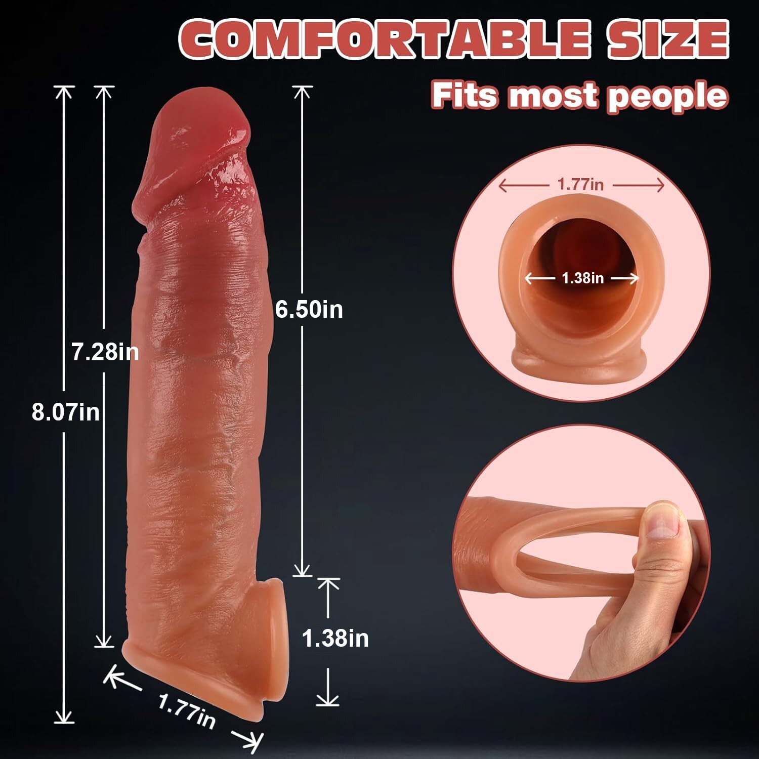 Male Cock-Girth-Enlarger-Enhancer-Penis-Extension-Extender-Sheath-Sleeve-Men Big