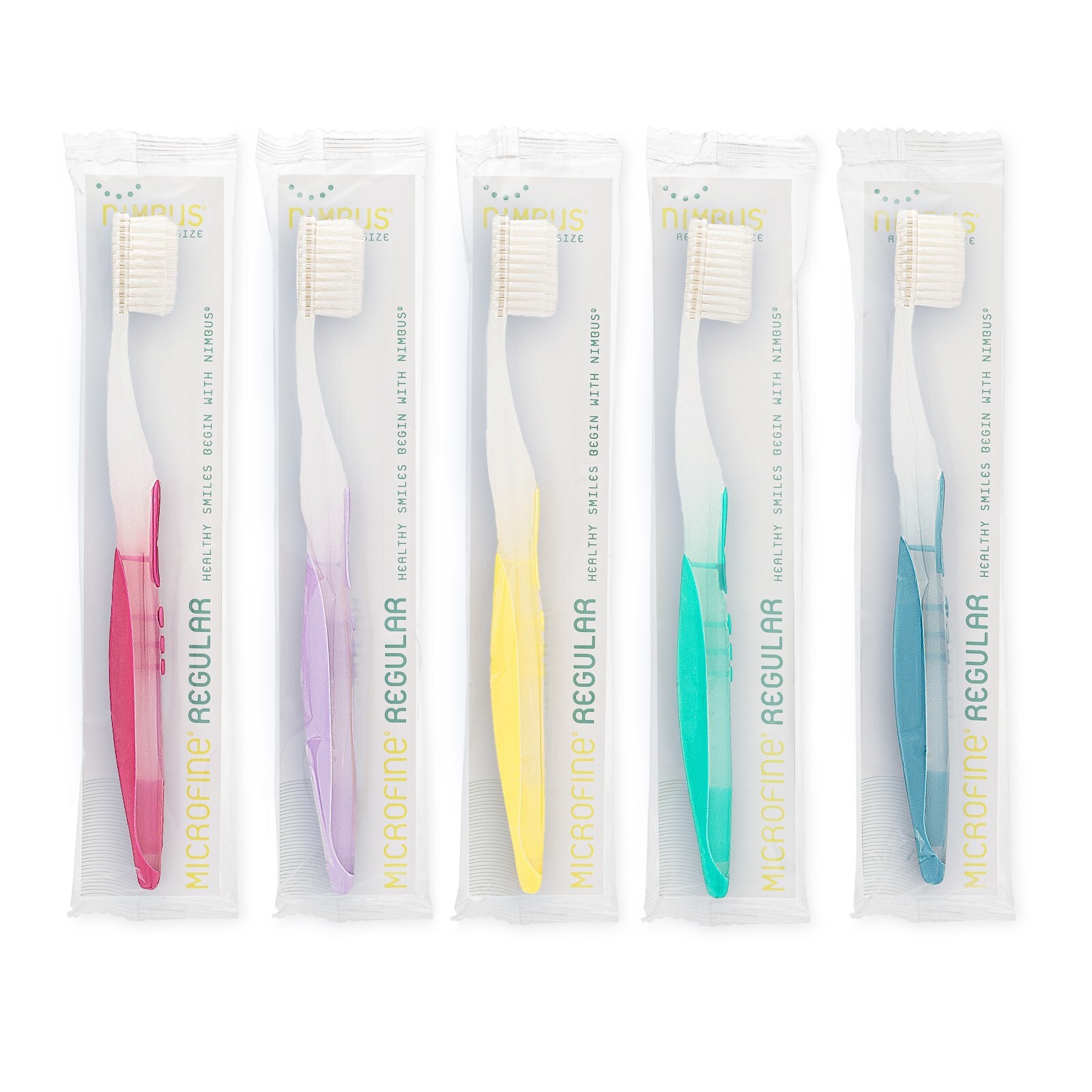 NIMBUS Extra Soft Toothbrushes (Regular Size Head) 5 Pack Assorted Colors