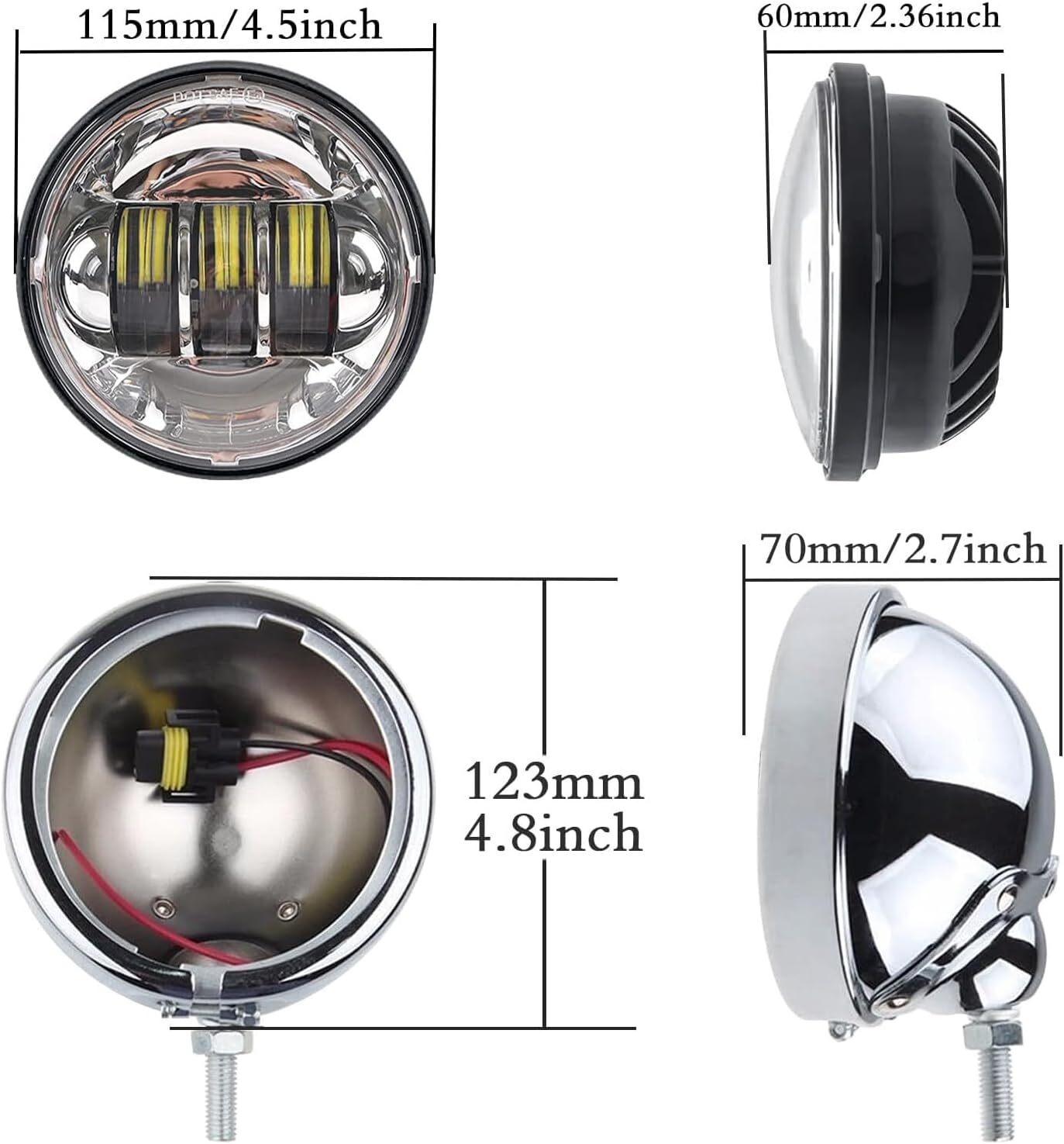 7Inch 140W LED Headlight Hi/Lo + 2Pcs 4.5Inch 80W Fog Light for Harley Davidson