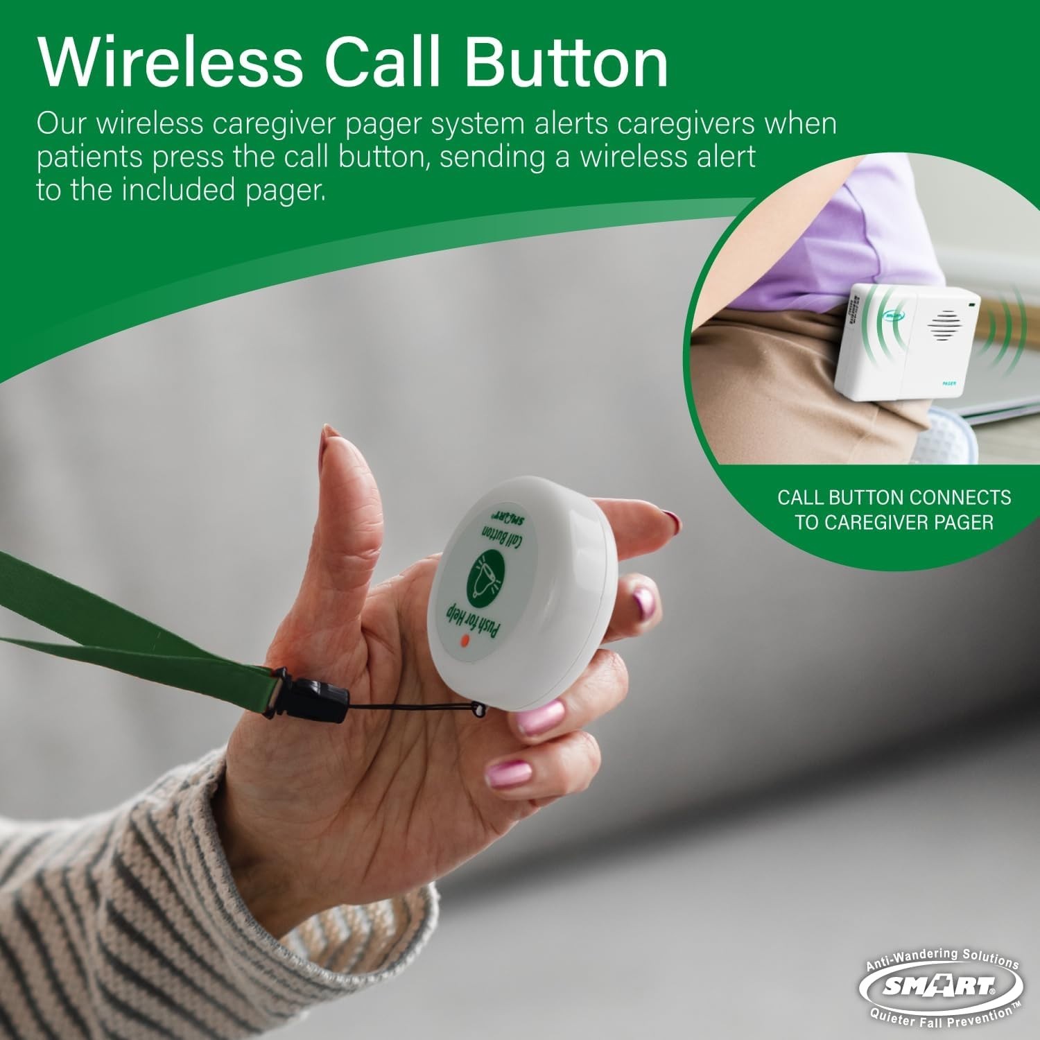 Wireless Caregiver Pager System with 2 Call Buttons for Elderly Assistance
