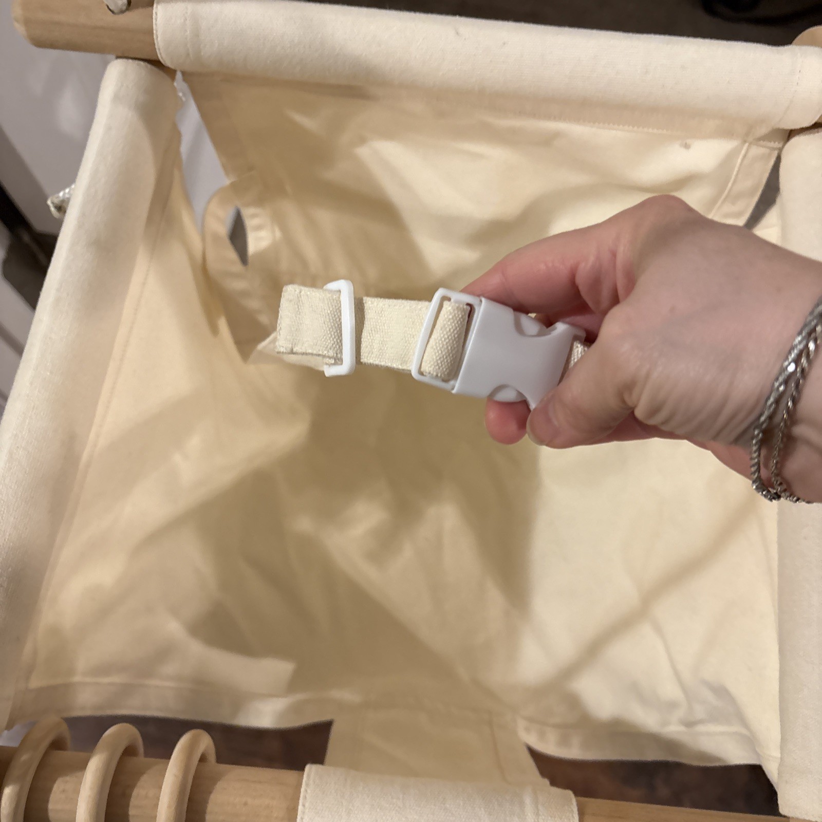 BBkids Baby Canvas Hammock Hanging Wooden Swing for Toddlers 6 Mo 3 Yrs