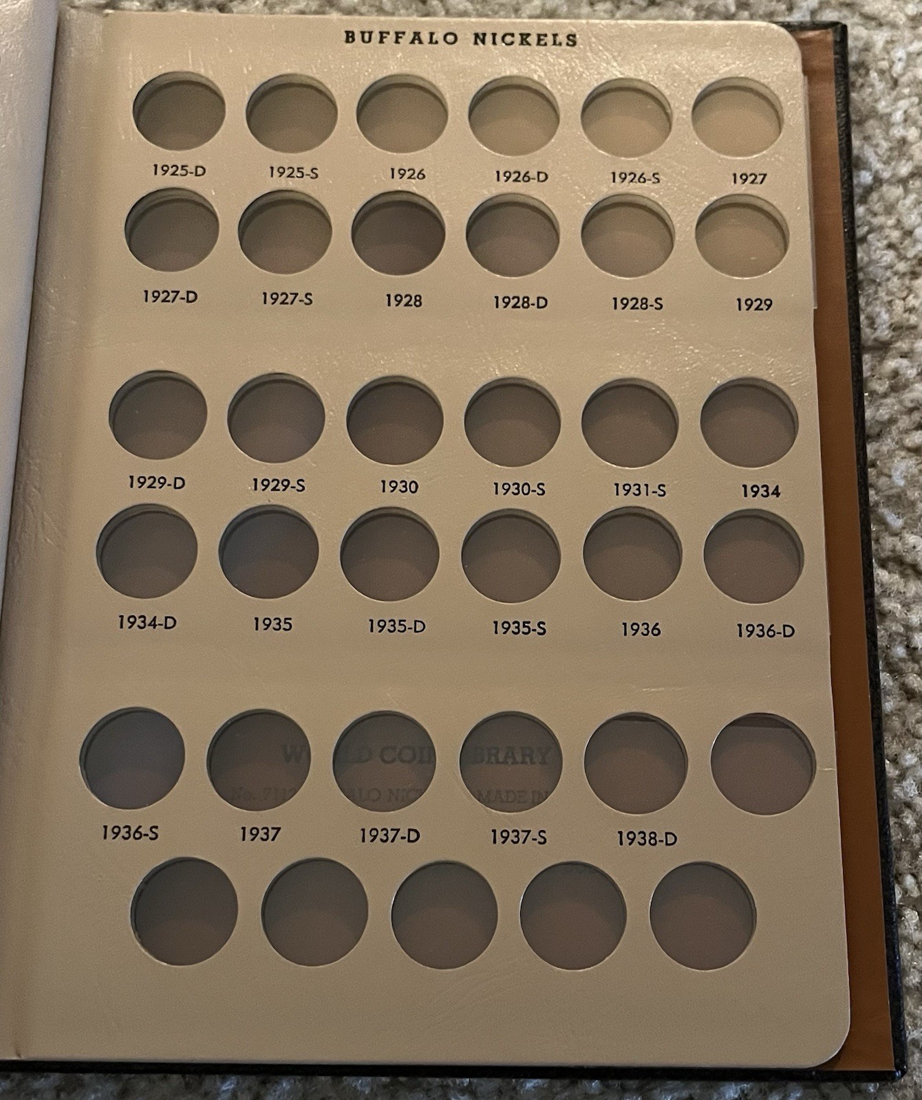 DANSCO COIN ALBUM #7112 BUFFALO NICKELS 1913-1938