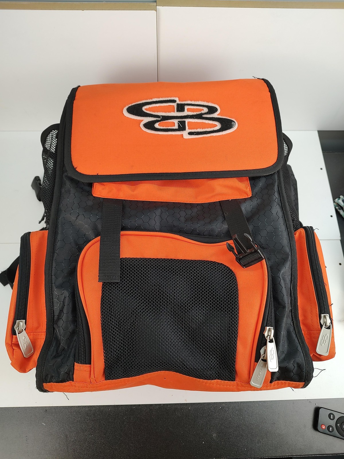 Boombah Baseball Equipment Backpack One Size Orange Black Bat Pack Gear Logo
