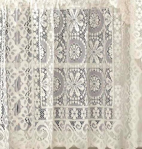 Lace Jacquard Window Curtain Single Panel Hopewell 63" or 72" or 84" White Cream