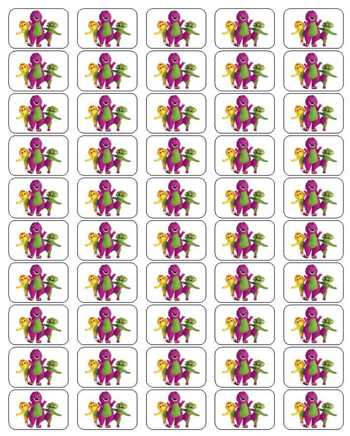 50 Barney and Friends Envelope Seals / Labels / Stickers, 1" x 1.5"