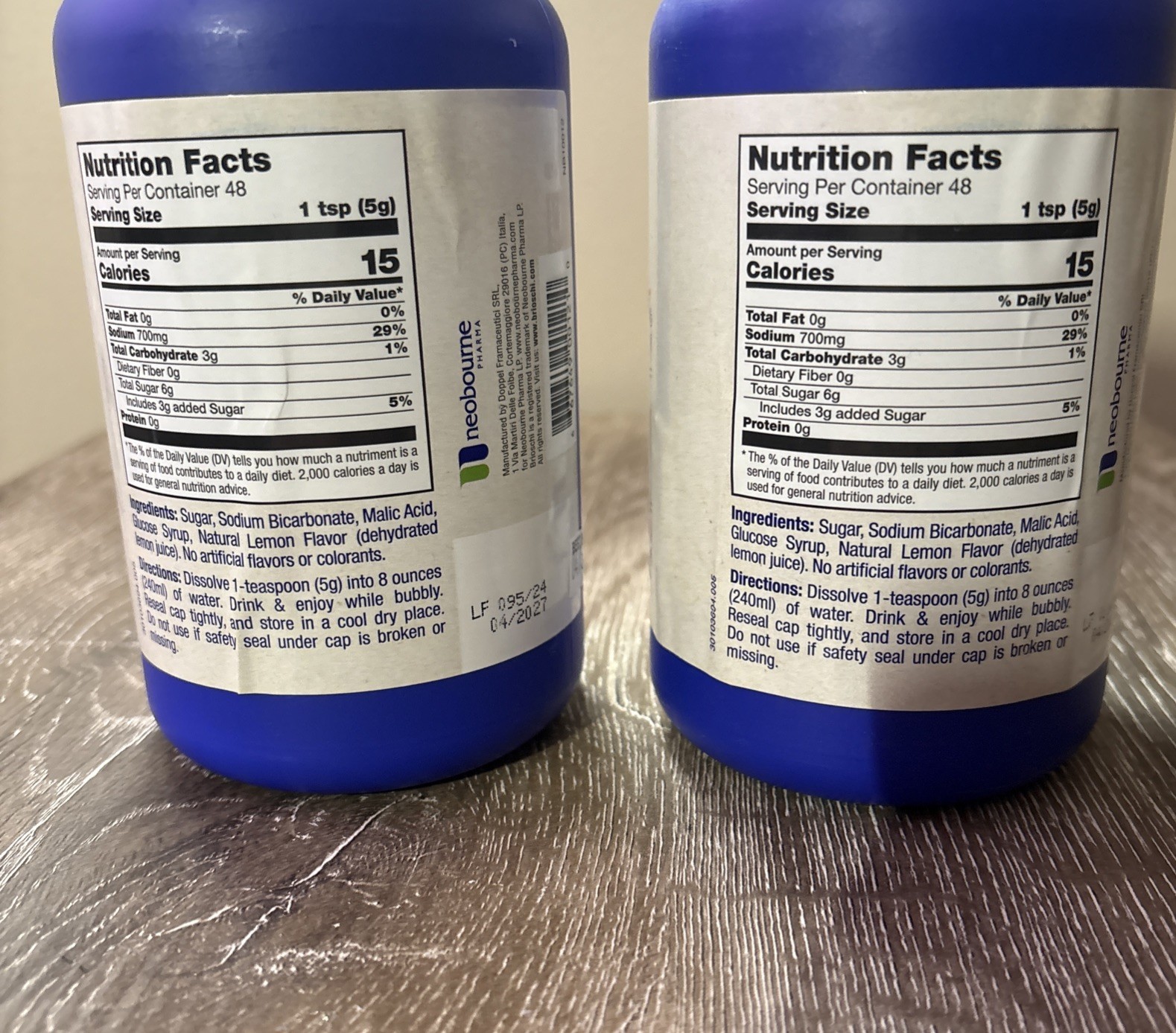 Brioschi Italian Lemon Flavored Effervescent Heartburn Aid, 8.5 Oz - 2 PACK