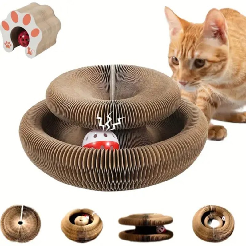 Accordion Magic Organ Cat Scratching Board Toy Kitty Kurlz Ball Scratch Pad