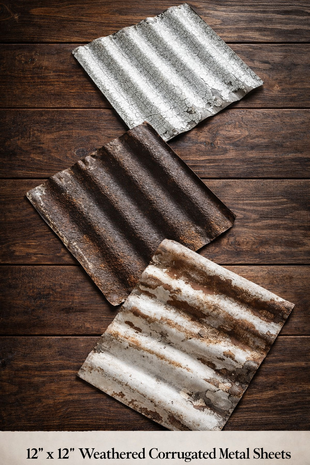 SALE! 10 pcs 11 1/2" x 11 1/2" RECLAIMED CORRUGATED METAL TIN ROOFING PANELS