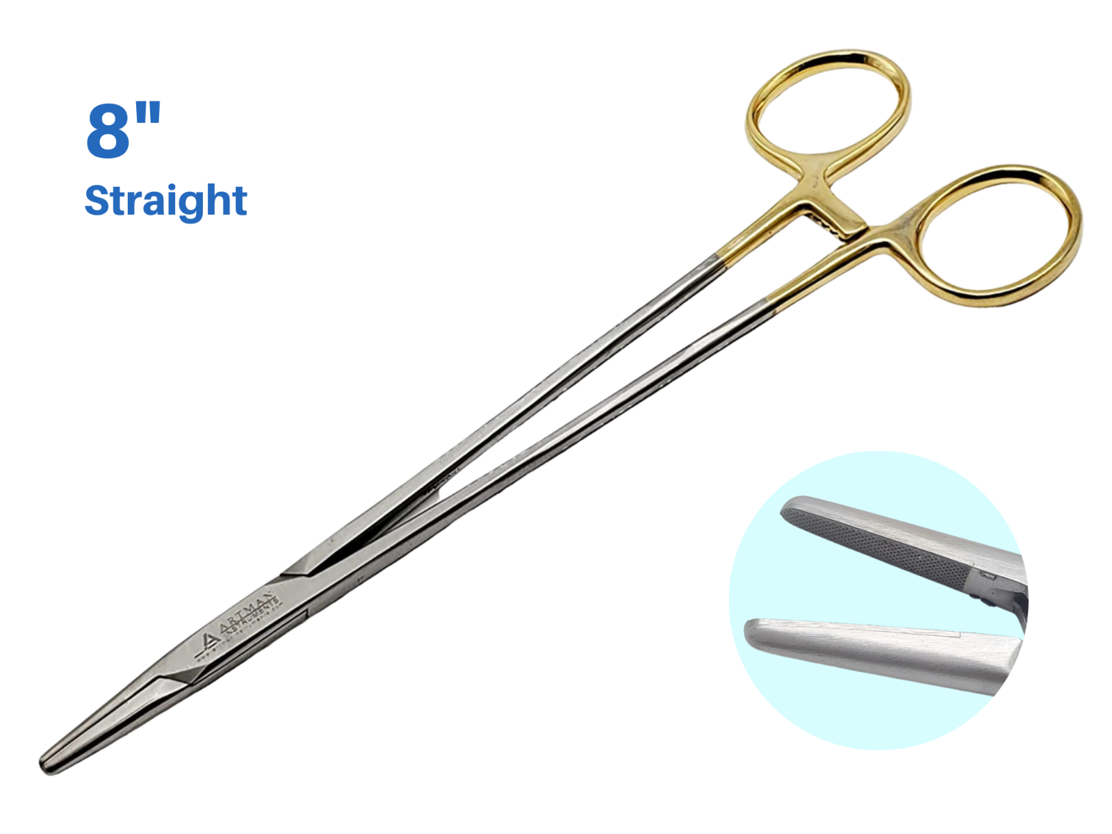 Mayo Hegar Needle Holder 8" Surgical Needle Driver with Tungsten Carbide ARTMAN
