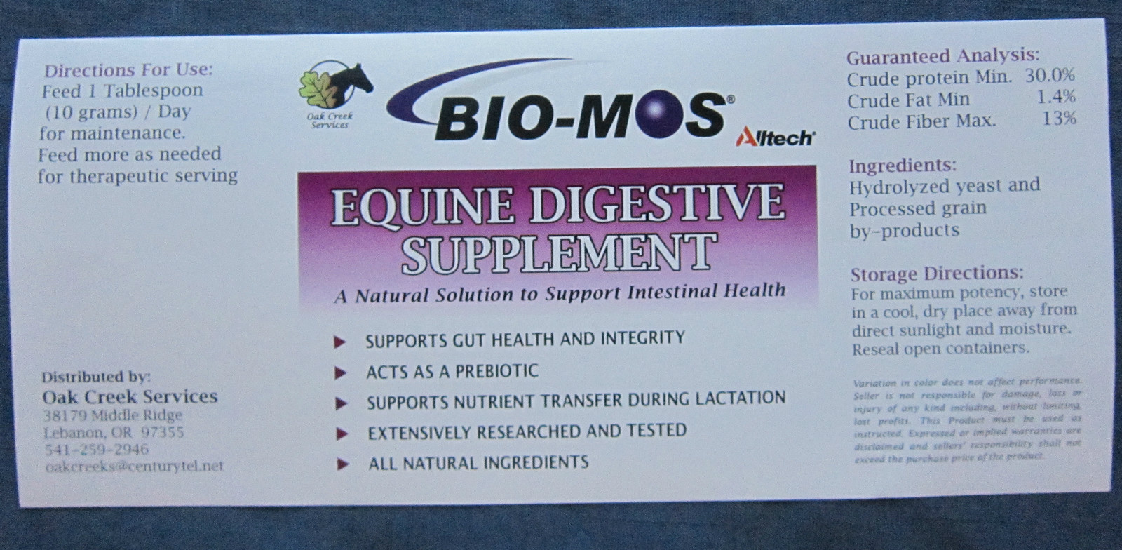 BIO-MOS 4 lb Horse DIGESTIVE ULCeR IMMuNe GUT HEALTH Supplement Alltech 180 serv