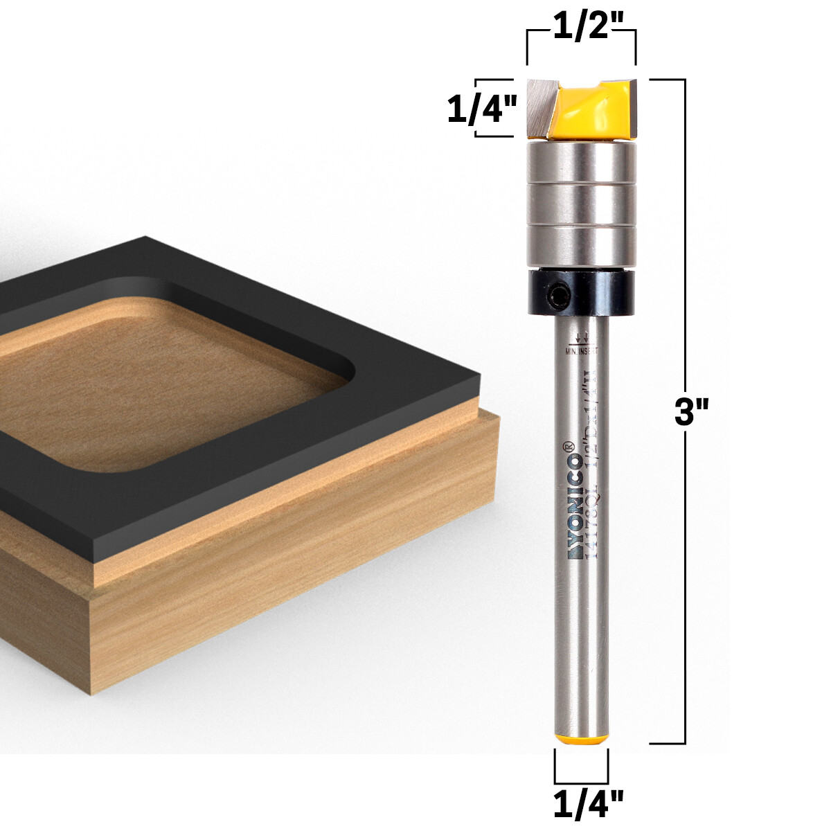 1/2" Flush Trim Template Router Bit Extra Long Reach 1/4" Shank - Yonico 14178QL