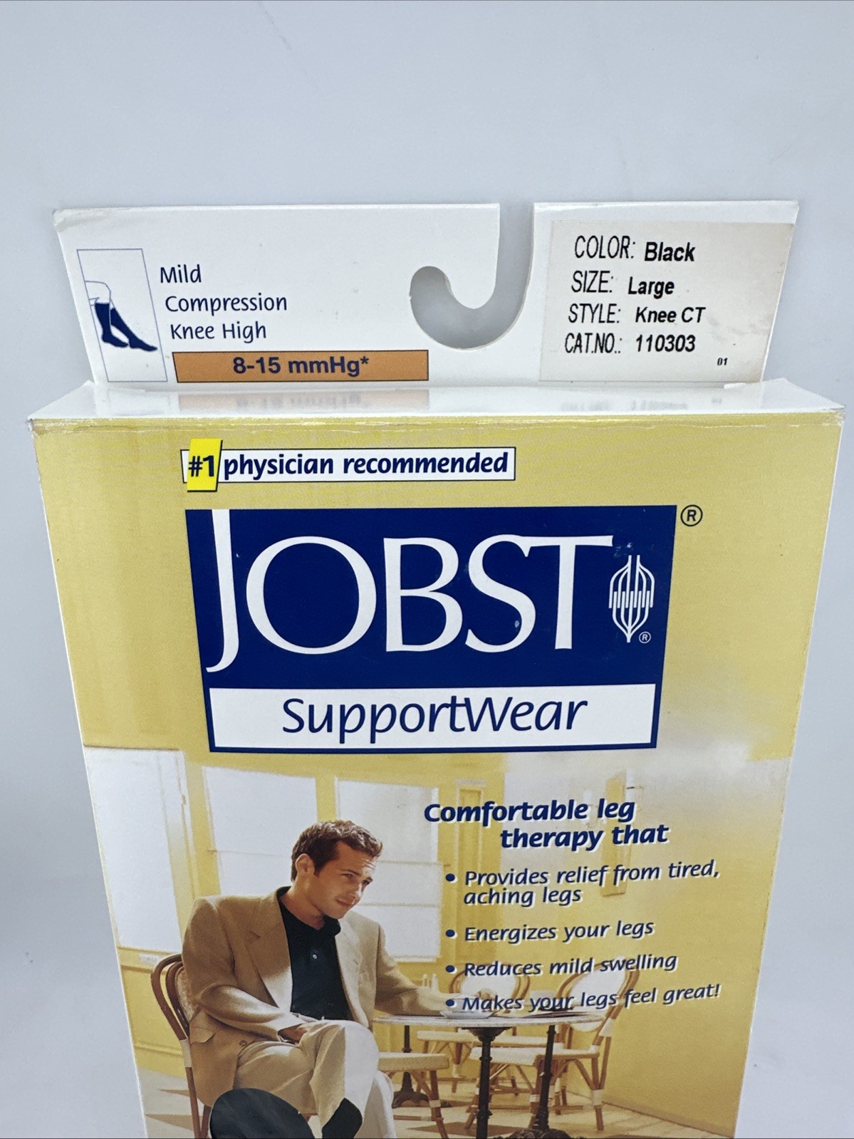 JOBST SupportWear Mild Compression Men's Large Knee High Socks~8-15 mmHg Black