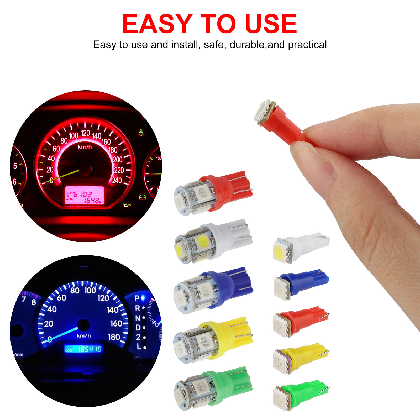 70PCS T5 T10 5050-SMD LED Speedometer Instrument Gauge Cluster Dash Light Bulbs