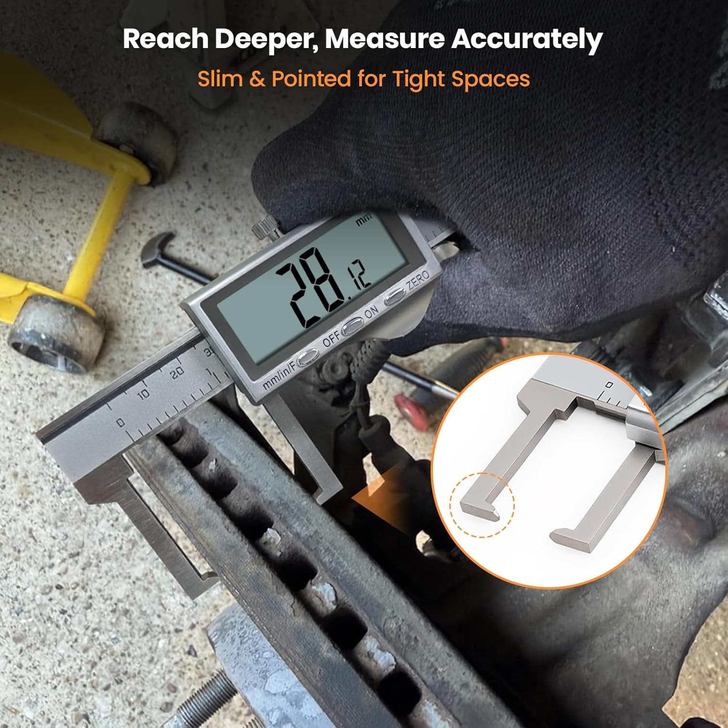 HARDELL Digital Caliper, Disc Brake Rotor Micrometer- F/MM/in, Brake Measuring T