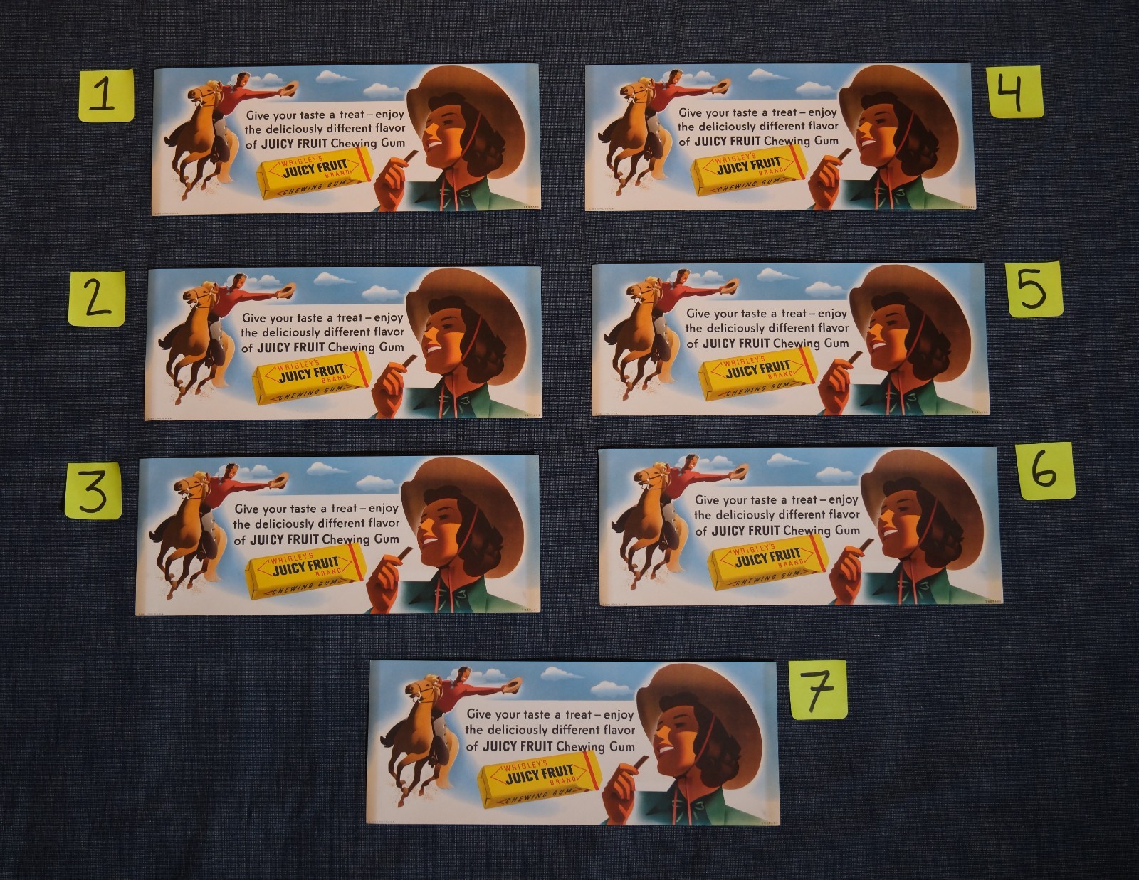 Vtg 1940's Otis Shepard Western Wrigley's Juicy Fruit Gum Lithograph Sign B-1048