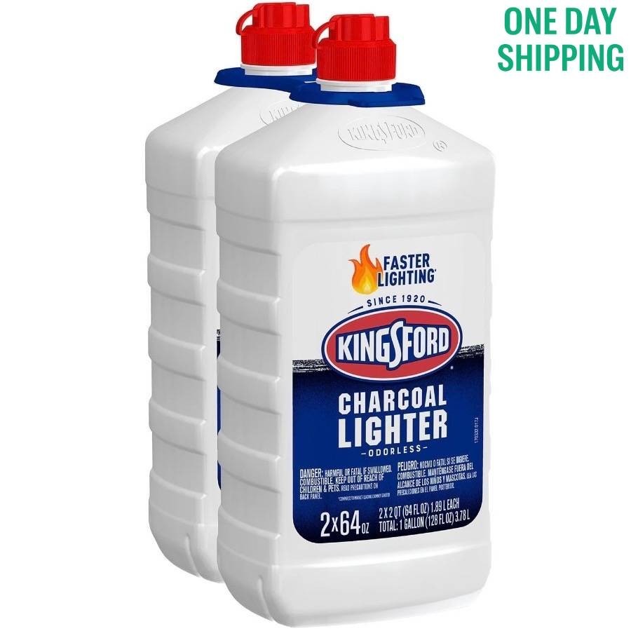 Kingsford Odorless Charcoal Lighter Fluid 64oz Bottles 2 Pack BBQ Grill Starter