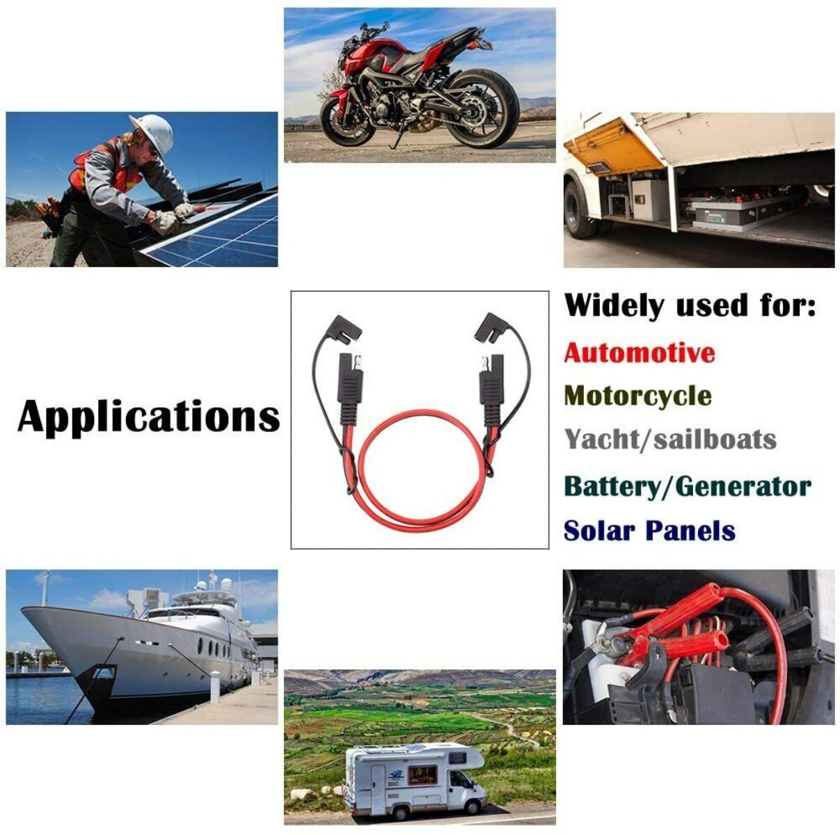 14AWG/16AWG SAE to SAE Extension Cable 2 Pin Quick Disconnect Wire Harness Cord
