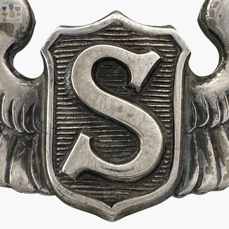 WWII SERVICE PILOT WINGS U.S. ARMY AIR CORPS 3” SIZE VAULTED STERLING WW2 #015