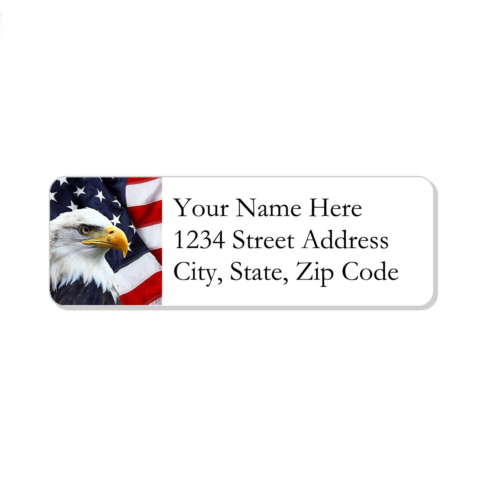 60 Return Address Labels Personalized Printed 3/4 x 2 1/4 American Eagle & Flag