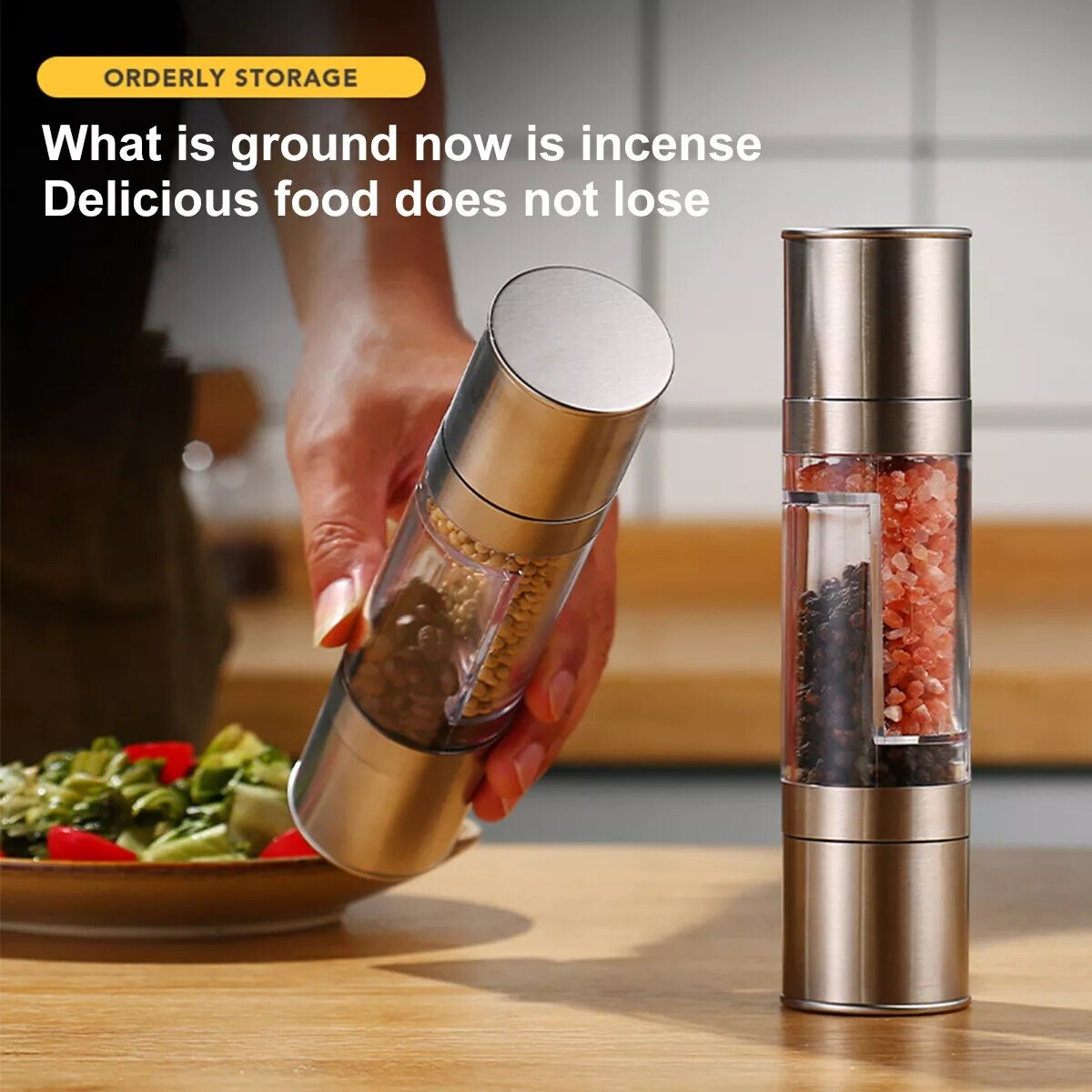 Double-head Grinder Pepper Sea Salt Grinder Manual Quick Milling Bottle