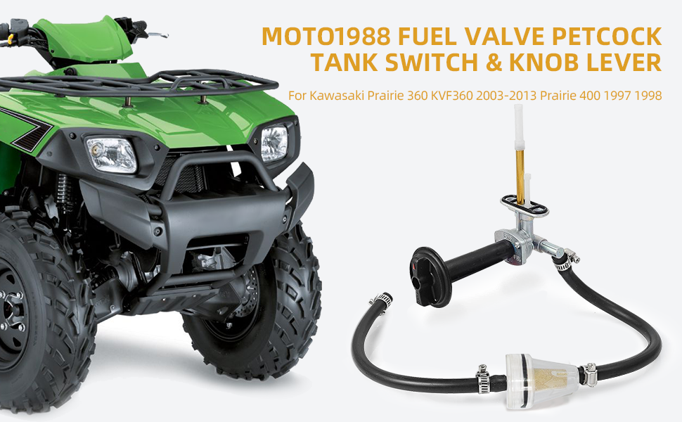 Fuel Valve Petcock & Lever Screw For Kawasaki Prairie 360 KVF360 2003-2013