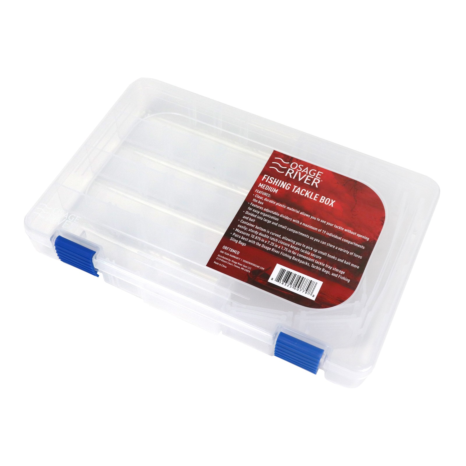 Osage River Medium Tackle Box Organizer, Clear Plastic Fishing Storage 1 Pack