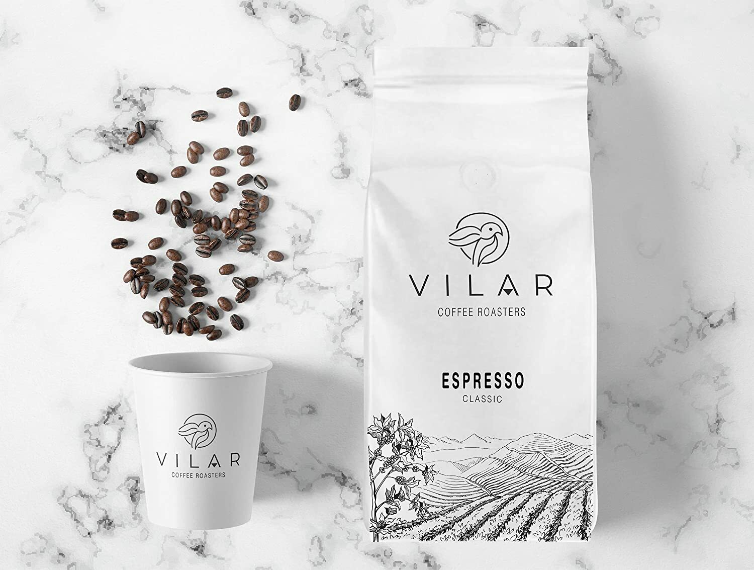 1 Kg , 2.2 Lb Vilar Espresso Coffee Beans Medium or Dark Roast - Classic Blend