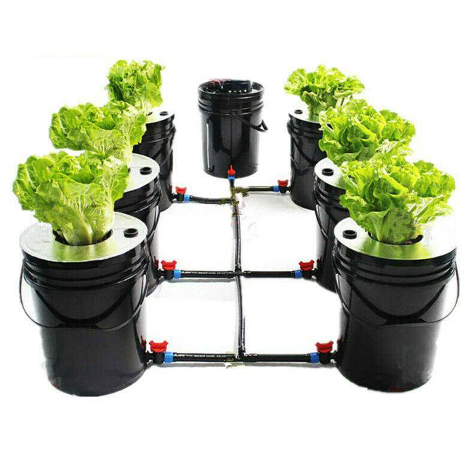 Hydroponics Grow System Kit 7 Buckets 5 Gallon Recirculating Deep Water Culture