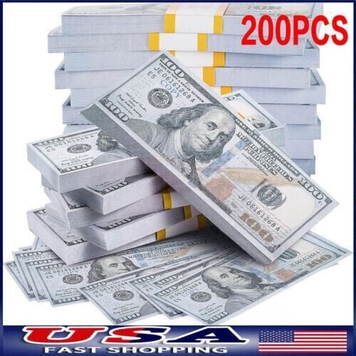 100-1000 pcs Dollar Bills Prop Toys Money Bank Film Cash Paper $10,000 Movie