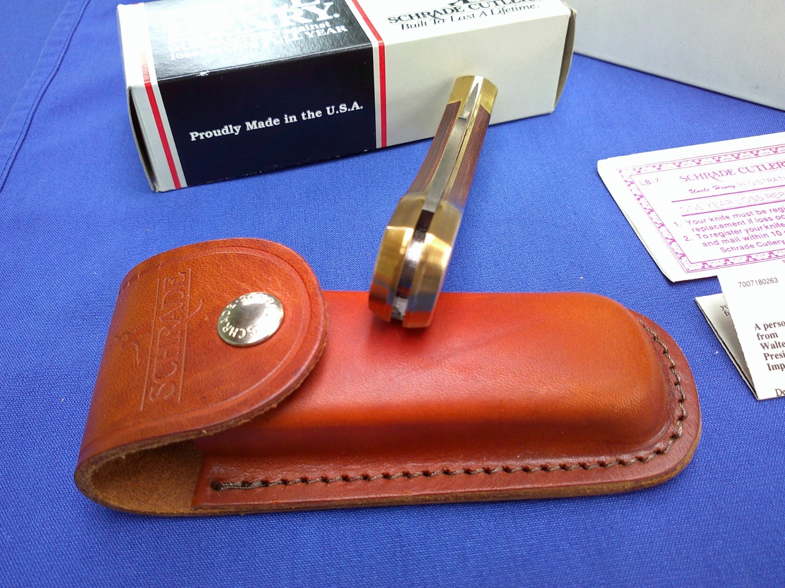 Schrade Uncle Henry LB7 Bear Paw USA Lock Back Pocket Knife w/Sheath NIB