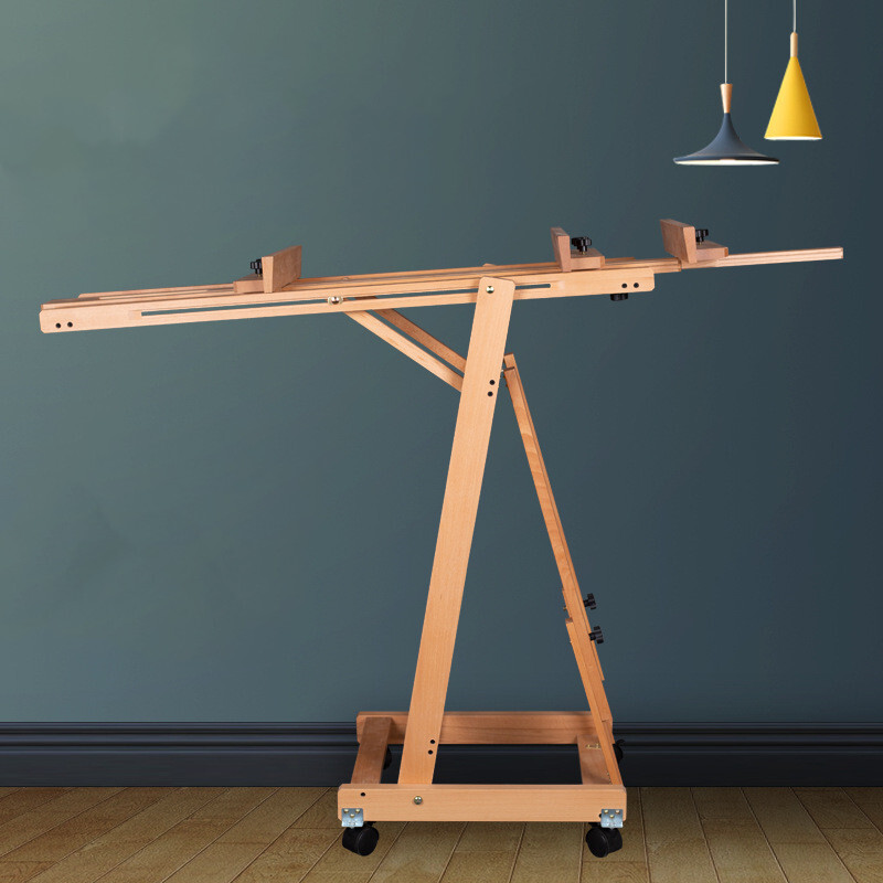 Movable Studio Easel Artist Painting Stand Beech Wood H-Frame Heavy Duty 87 In