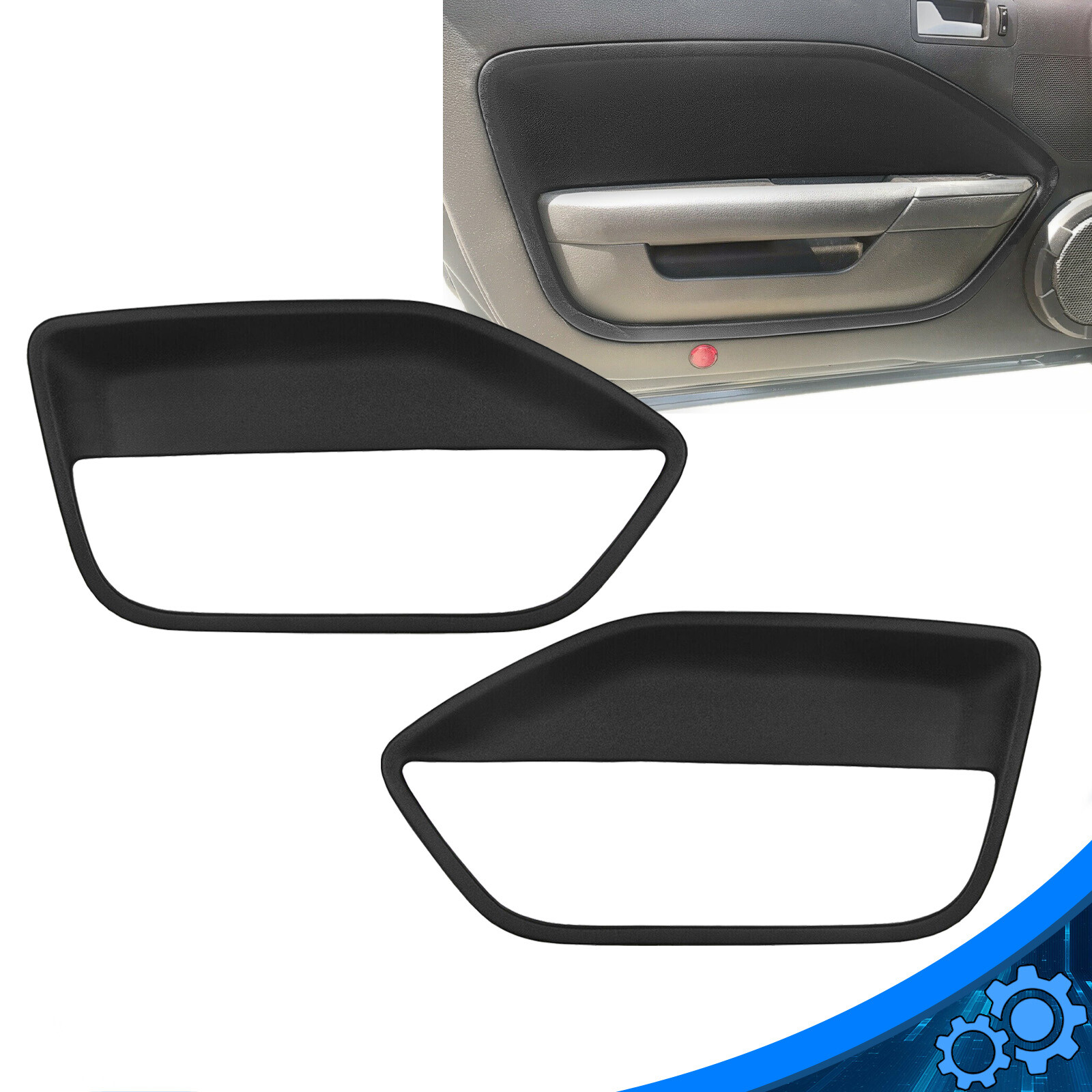 For 2005-2009 Ford Mustang Pair Interior Door Panel Insert Hard Cover Black
