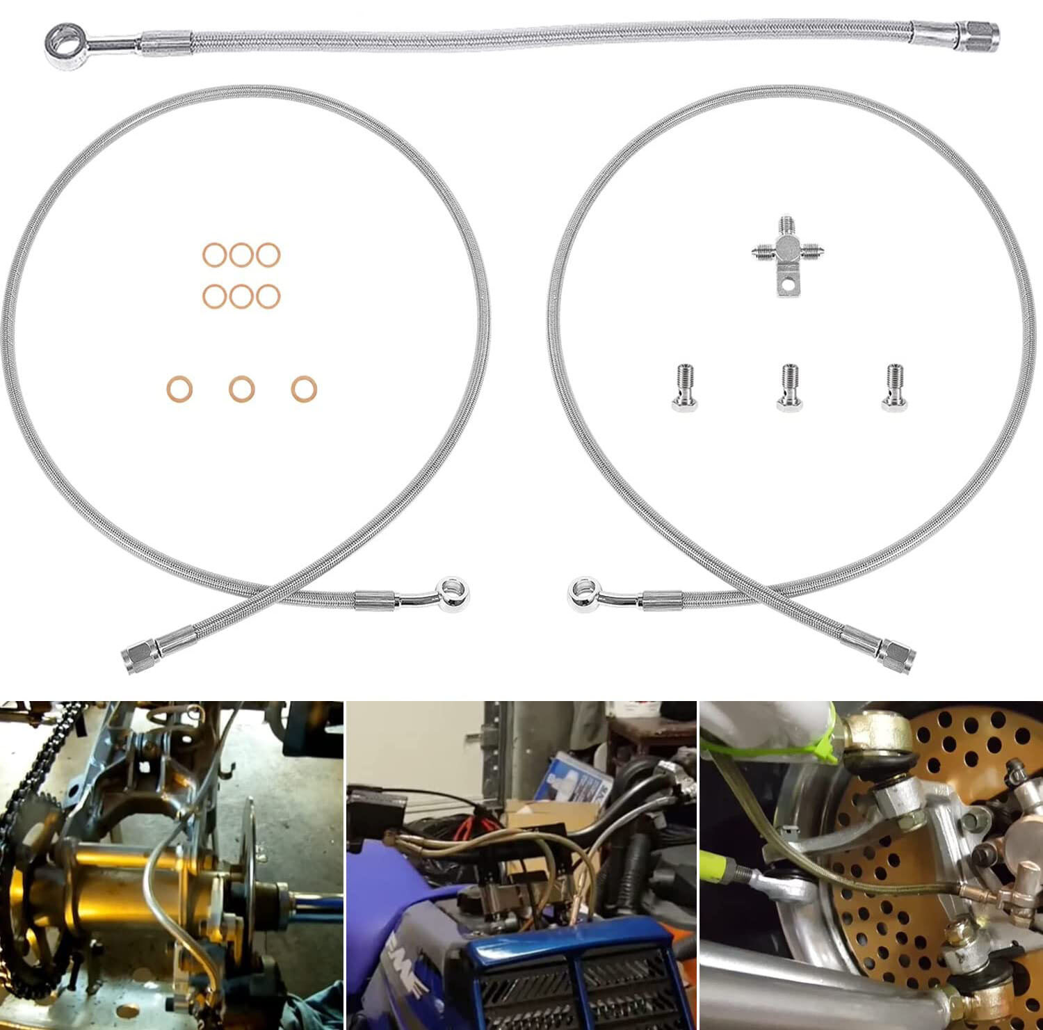 Front Stainless Steel Braided Brake Line kit For Yamaha Banshee 350 1987-2015