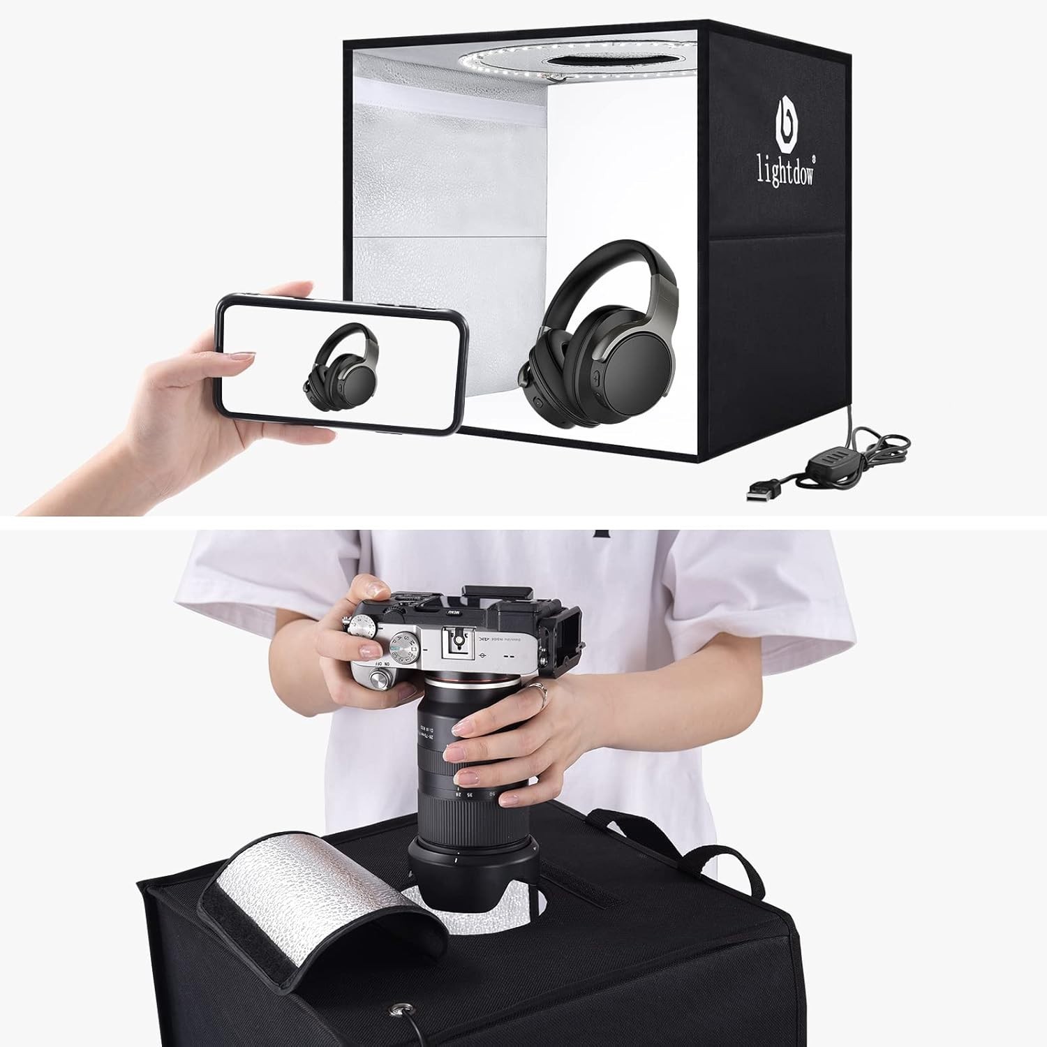 12"x12"x12" Photo Studio Light Box Photography, Desktop Tripod & 120 LED(CRI95)