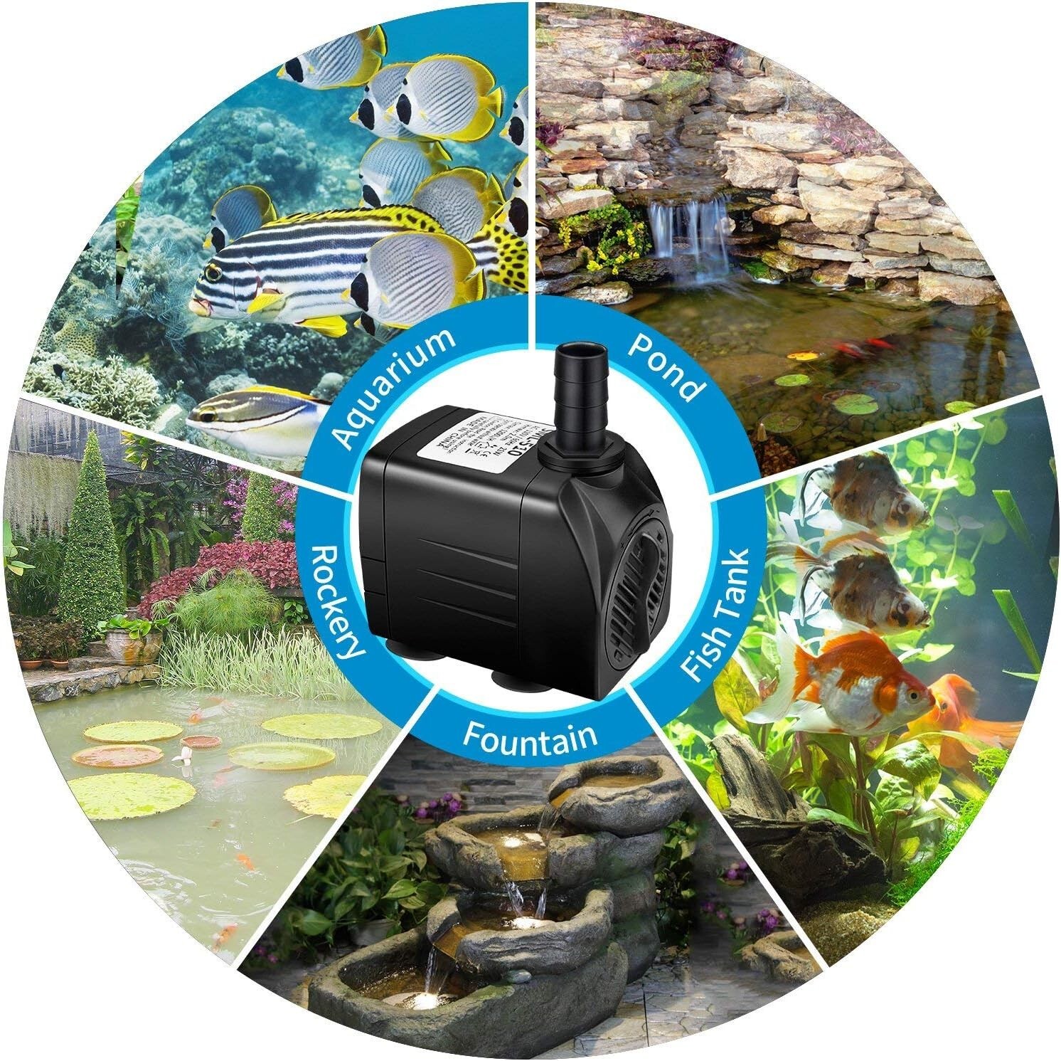 160GPH Aquarium Water Pump Adjustable Submersible Pump for Fish Tank Statuar