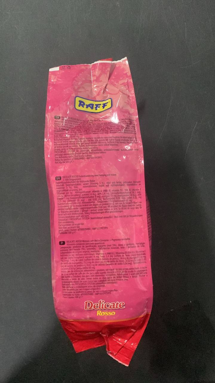 Raff Delicate Rosso Bird Feed, 500g - Vibrant Health Formula