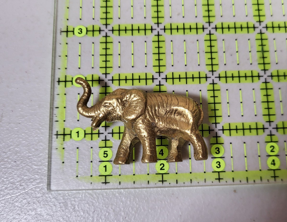 Miniature Brass Elephant Trunk Up Mini Animal Figurine Lucky Thai Amulet